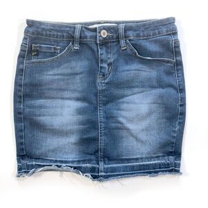 KanCan Stretch Denim Raw Hem Mini Skirt Jr 1